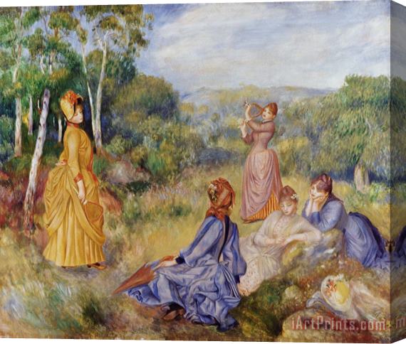 Pierre Auguste Renoir Girls Playing Battledore And Shuttlecock Stretched Canvas Print / Canvas Art