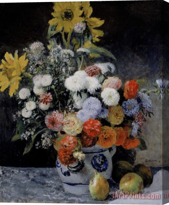 Pierre Auguste Renoir Mixed Flowers in an Earthenware Pot Stretched Canvas Print / Canvas Art