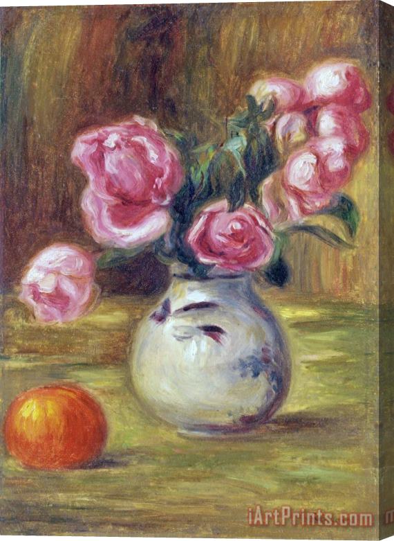 Pierre Auguste Renoir Vase De Roses Et Orange Stretched Canvas Painting / Canvas Art