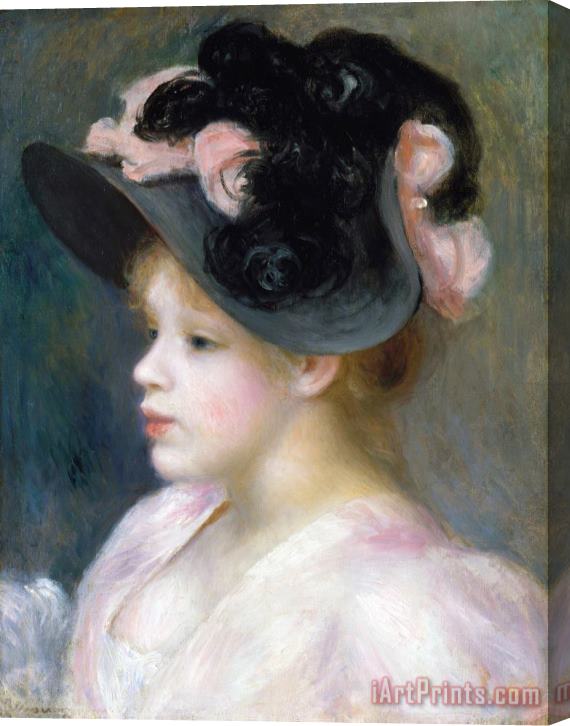 Pierre Auguste Renoir Young Girl in a Pink And Black Hat Stretched Canvas Print / Canvas Art
