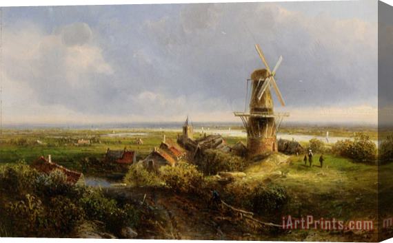 Pieter Lodewijk Francisco Kluyver A Windmill in an Extensive Landscape Stretched Canvas Painting / Canvas Art