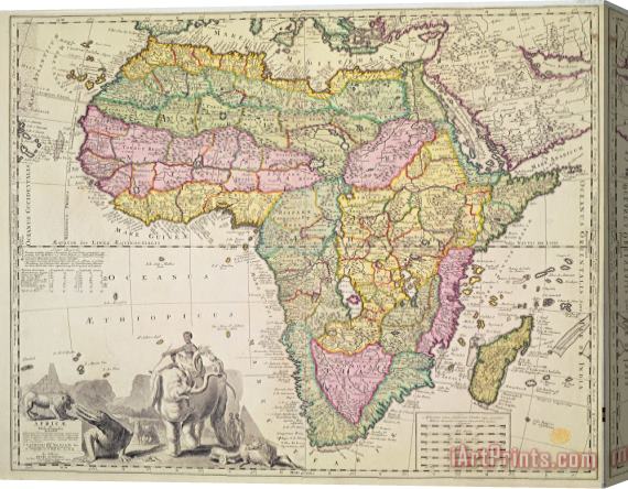 Pieter Schenk Map of Africa Stretched Canvas Painting / Canvas Art
