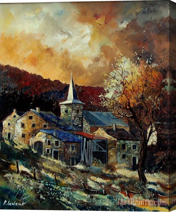 Pol Ledent A village in Autumn Stretched Canvas Print / Canvas Art