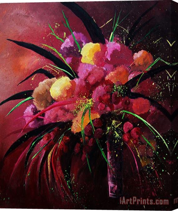 Pol Ledent Bunch Of Red Flowers Stretched Canvas Print / Canvas Art