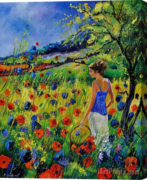 Pol Ledent Picking flowers Stretched Canvas Painting / Canvas Art