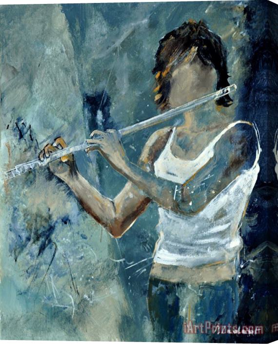 Pol Ledent Playing the flute Stretched Canvas Print / Canvas Art