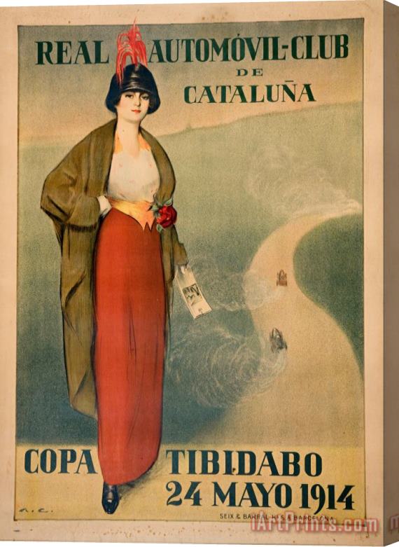 Ramon Casas i Carbo Real Automovil Club De Cataluna. Copa Tibidabo Stretched Canvas Print / Canvas Art