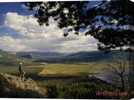 Raymond Gehman A Hiker Looks Over The Teton Wilderness Area Wyoming Stretched Canvas Painting / Canvas Art