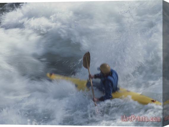Raymond Gehman A Kayaker Paddles Through White Water Rapids on The Snake River Stretched Canvas Print / Canvas Art