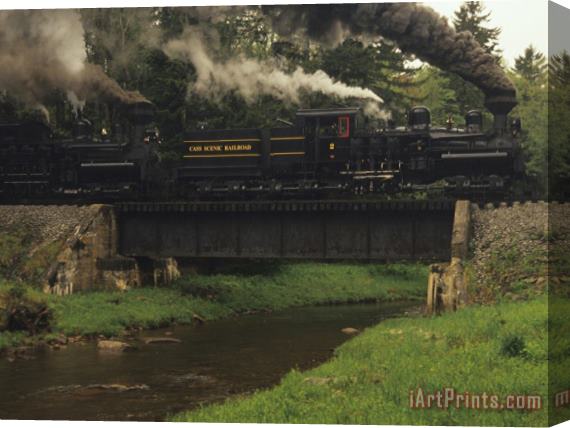 Raymond Gehman Cass Scenic Railroad Train Crossing a Bridge Over a Stream Stretched Canvas Painting / Canvas Art