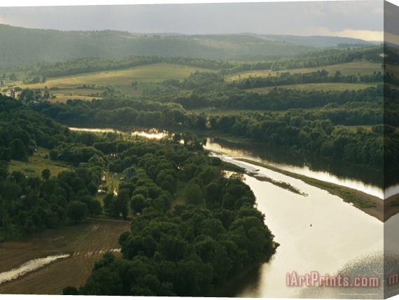 Raymond Gehman Farms Along The Susquehanna River Near The Endless Mountains Stretched Canvas Painting / Canvas Art