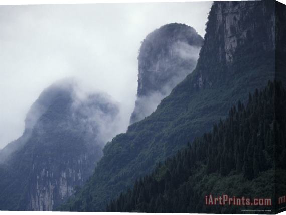 Raymond Gehman Karst Limestone Mountains Above The Li River Guilin Guangxi China Stretched Canvas Print / Canvas Art
