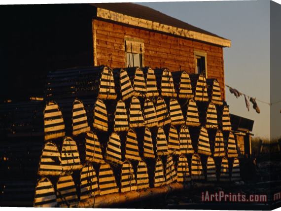 Raymond Gehman Neatly Stacked Lobster Traps at a Fishing Camp Gros Morne Np Newfoundland Canada Stretched Canvas Painting / Canvas Art