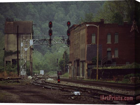 Raymond Gehman Railroad Junction Through The Old Town of Thurmond West Virginia Stretched Canvas Painting / Canvas Art