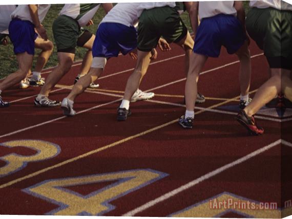 Raymond Gehman Runners Lined Up on a Track Ready for The Starting Gun Stretched Canvas Print / Canvas Art