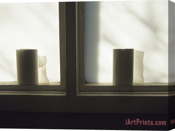Raymond Gehman Toilet Paper Rolls Line The Sill of a Window Stretched Canvas Print / Canvas Art