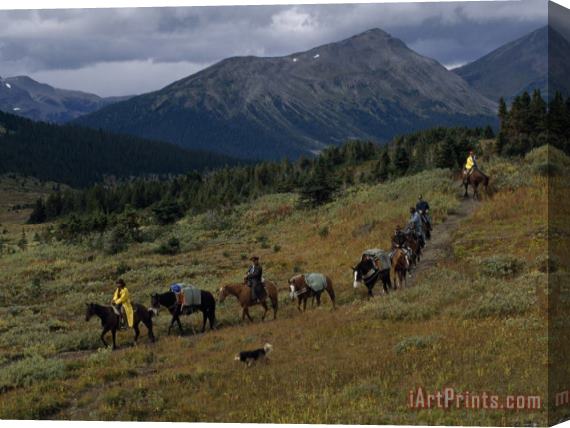 Raymond Gehman Trail Riders in Jasper's Tonquin Valley Stretched Canvas Print / Canvas Art