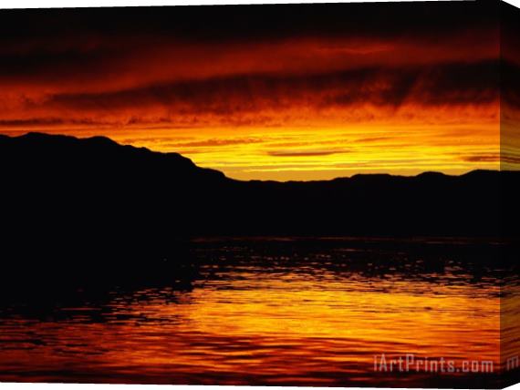 Raymond Gehman Vivid Sunset Over The Mckenzie River Stretched Canvas Print / Canvas Art