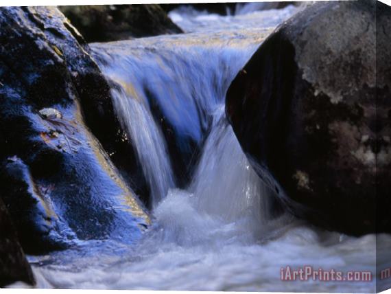 Raymond Gehman Water Cascading Over Smooth Rocks in The Whitewater River Stretched Canvas Painting / Canvas Art