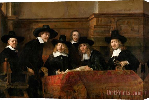 Rembrandt Harmensz van Rijn De Staalmeesters Het College Van Staalmeesters (waardijns) Van Het Amsterdamse Lakenbereidersgilde Stretched Canvas Painting / Canvas Art