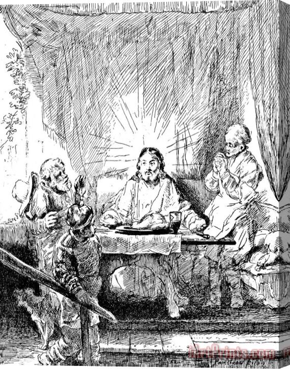 Rembrandt Rembrandt Etching Supper At Emmaus Stretched Canvas Painting / Canvas Art