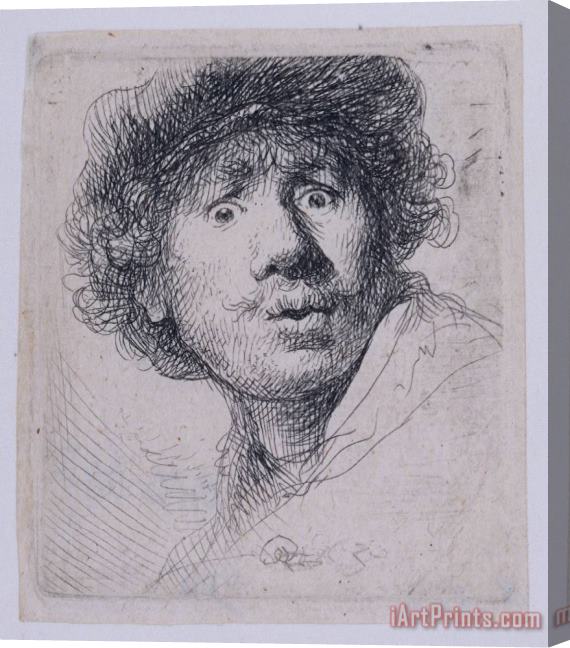 Rembrandt Self Portrait with a Cap, Openmouthed Stretched Canvas Print / Canvas Art