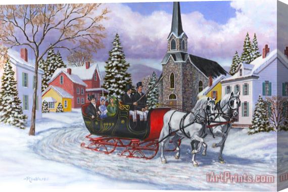 Richard De Wolfe Victorian Sleigh Ride Stretched Canvas Painting / Canvas Art