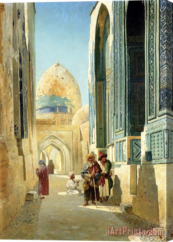 Richard Karlovich Zommer Figures in a Street Before a Mosque Stretched Canvas Print / Canvas Art