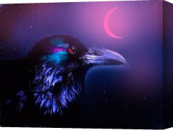 Moon of The Barbarians Luna Der Barbaren Canvas Prints - Red Moon Raven by Robert Foster