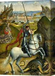 Moon of The Barbarians Luna Der Barbaren Canvas Prints - Saint George And The Dragon by Roger van der Weyden