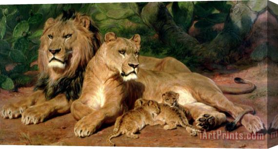 Rosa Bonheur The Lions at Home Stretched Canvas Painting / Canvas Art