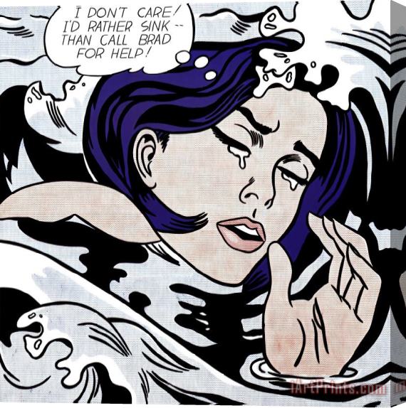 Roy Lichtenstein Drowning Girl Stretched Canvas Painting / Canvas Art