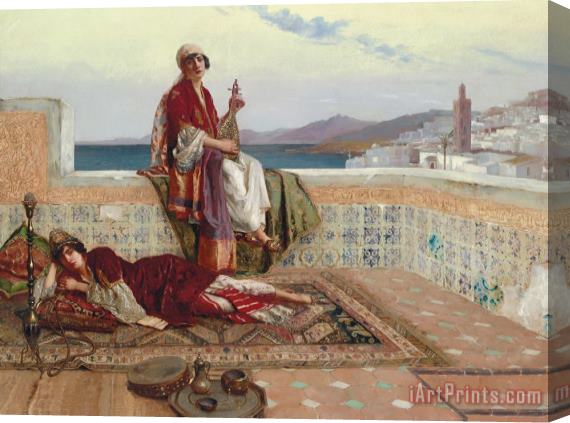 Rudolphe Ernst On The Terrace Tangiers Stretched Canvas Print / Canvas Art