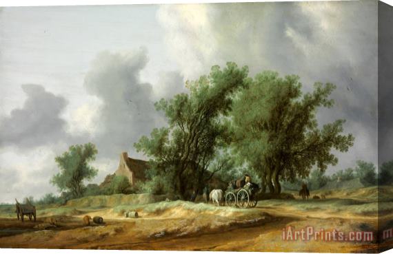 Salomon van Ruysdael Road in The Dunes with a Passanger Coach Stretched Canvas Print / Canvas Art