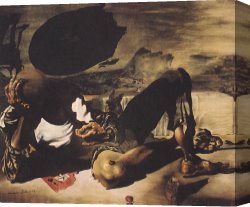 Moon of The Barbarians Luna Der Barbaren Canvas Prints - Philosopher Illuminated by The Light of The Moon And The Setting Sun by Salvador Dali
