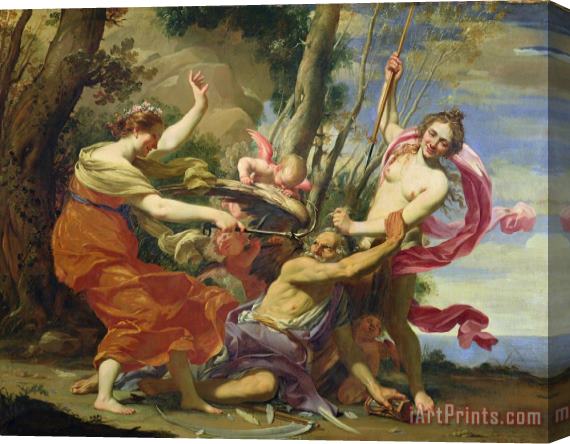 Simon Vouet Time Overcome by Youth and Beauty Stretched Canvas Print / Canvas Art