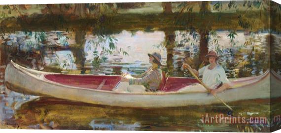 Sir Alfred James Munnings The White Canoe Stretched Canvas Print / Canvas Art