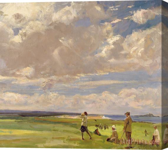 Sir John Lavery Lady Astor Playing Golf At North Berwick Stretched Canvas Print / Canvas Art