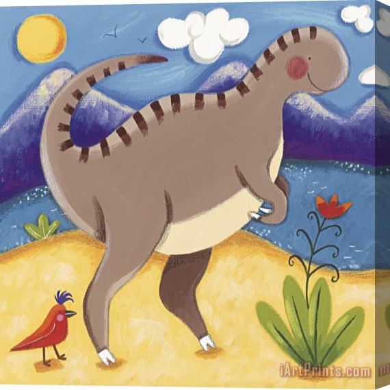 Sophie Harding Baby Izzy The Iguanodon Stretched Canvas Print / Canvas Art