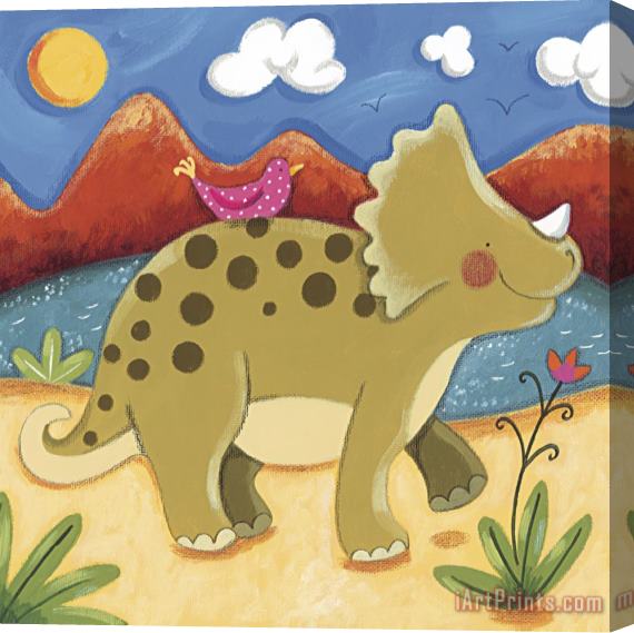 Sophie Harding Baby Timmy The Triceratops Stretched Canvas Print / Canvas Art