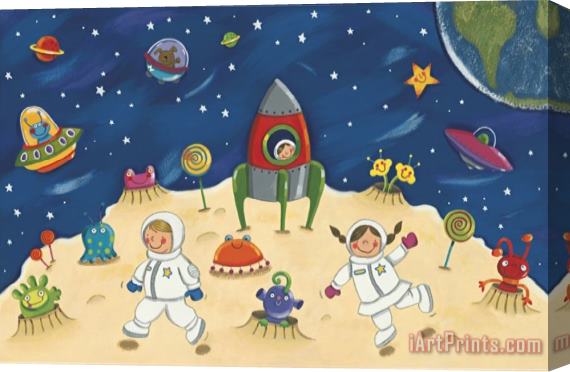 Sophie Harding Space Fun Stretched Canvas Painting / Canvas Art