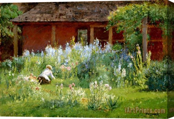 Theodore Clement Steele Selma in The Garden Stretched Canvas Print / Canvas Art