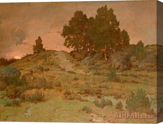 Theodore Rousseau Sunset on The Hills of Jean De Paris Stretched Canvas Print / Canvas Art