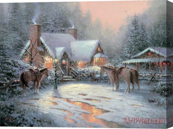 Thomas Kinkade A Christmas Welcome Stretched Canvas Print / Canvas Art