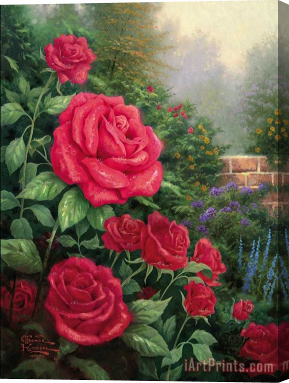 Thomas Kinkade A Perfect Red Rose Stretched Canvas Painting / Canvas Art