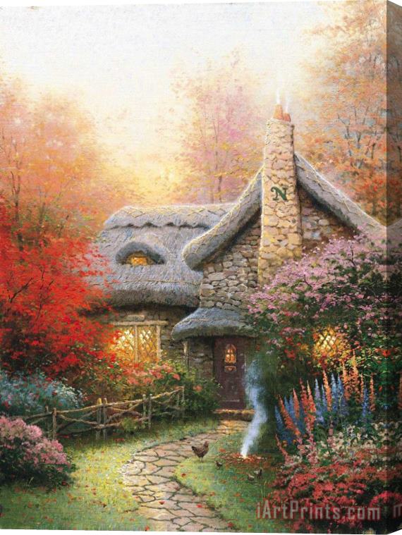 Thomas Kinkade Autumn at Ashley's Cottage Stretched Canvas Print / Canvas Art