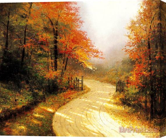 Thomas Kinkade Autumn Lane Stretched Canvas Painting / Canvas Art