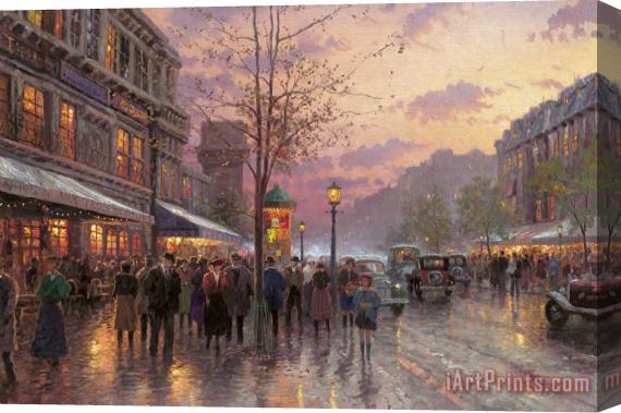 Thomas Kinkade Boulevard Lights, Paris Stretched Canvas Print / Canvas Art