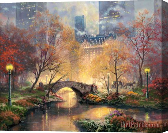 Thomas Kinkade Central Park in The Fall Stretched Canvas Print / Canvas Art