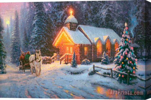 Thomas Kinkade Christmas Chapel I Stretched Canvas Painting / Canvas Art